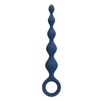 Синяя анальная ёлочка с кольцом 5 Beads Anal Bead - 20,4 см.