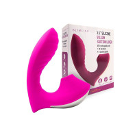 Ярко-розовый вибромассажер с вакуумной стимуляцией клитора