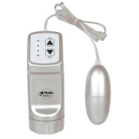 Серебристое виброяйцо с пультом управления на проводе