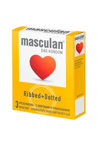 Презервативы с колечками и пупырышками Masculan Ribbed+Dotted - 3 шт. (Masculan Masculan Ribbed+Dotted №3)