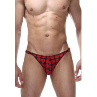 Мужские трусы-тонги в крупный красный горох Мужские трусы-тонги в крупный красный горох