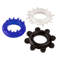 Набор из 3 эрекционных колец разного цвета и рельефа