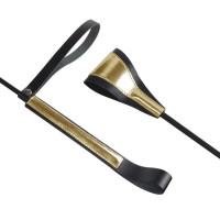 Черно-золотистый стек с хлопушкой из кожи - 69 см. Черно-золотистый стек с хлопушкой из кожи - 69 см.