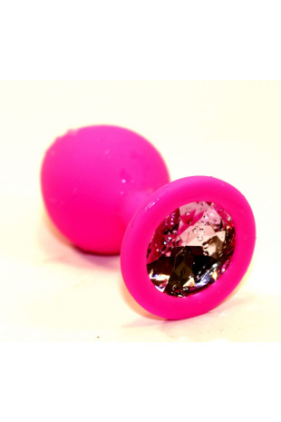 Розовая силиконовая коническая пробка с розовым стразом - 8,2 см. (4sexdreaM 47410-1)