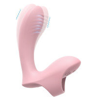 Нежно-розовый вибромассажер с петелькой на палец Нежно-розовый вибромассажер с петелькой на палец