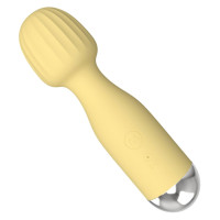 Желтый мини-вибратор с шаровидной головкой