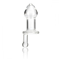 Прозрачный стеклянный анальный плаг с ручкой Glass Juicer - 12,7 см.