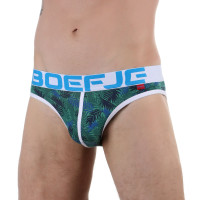 Изумрудные мужские трусы-слипы L.I.F.E. с растительным принтом Изумрудные мужские трусы-слипы L.I.F.E. с растительным принтом