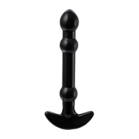 Элегантный чёрный анальный стимулятор с шариками на стволе - 19 см.