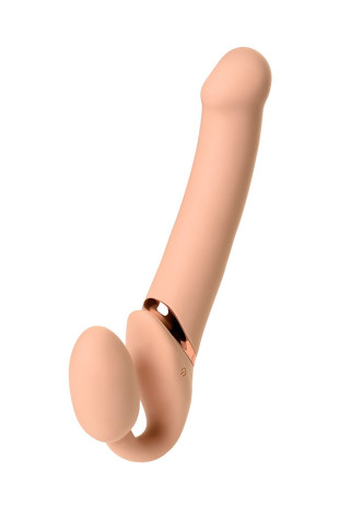 Телесный безремневой вибрострапон Vibrating Bendable Strap-On - size L (Strap-on-me 6013908)