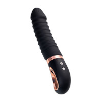 Черный вибратор Waname D-Splash Hurricane с ребрышками - 22,5 см.