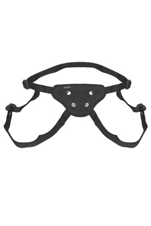 Черные трусики для фиксации насадок кольцом (Lux Fetish LF1372-BLK)