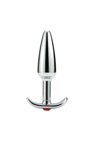 Алюминиевая анальная пробка для ношения с красным кристаллом - 10 см. (Kanikule AP-AL041M)
