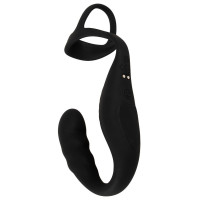 Черное эрекционное кольцо со стимуляцией промежности и анальной пробкой Cock Ring with RC Prostate Plug