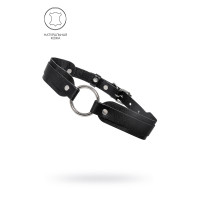 Черный кожаный чокер-ошейник со скруглёнными углами