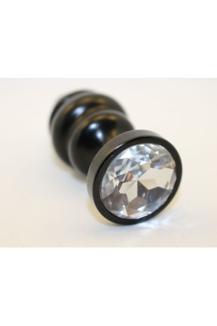 Черная фигурная анальная пробка с прозрачным кристаллом - 8,2 см. (4sexdreaM 47474-4)