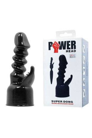 Чёрная насадка на вибромассажёр для клиторально-вагинального массажа (Baile BI-014353)