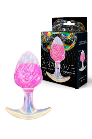 Розоватая анальная пробка со спиралевидным рельефом - 9 см. (AnaLove LET-14028)