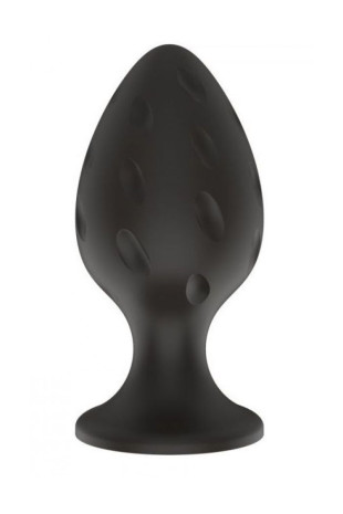 Черная малая силиконовая анальная пробка с рельефом в виде углублений (Свободный ассортимент 3304-01)