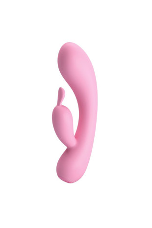 Нежно-розовый вибратор Hugo с клиторальным отростком - 16,5 см. (Baile BI-014694)