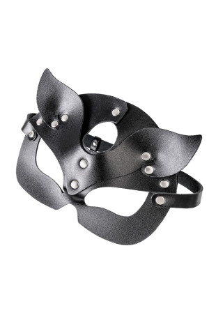 Черная кожаная рельефная маска кошки (Pecado 07513)