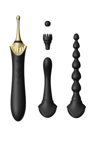 Черный вибратор с 4 сменными насадками Bess 2 (Zalo E33465)