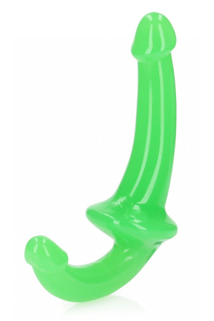 Зеленый люминесцентный безремневой страпон - 20 см. (Shots Media BV REA147GLOGRN1)