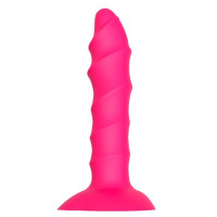 Розовый ребристый анальный фаллоимитатор Twisted Plug With Suction Cup - 17 см. Розовый ребристый анальный фаллоимитатор Twisted Plug With Suction Cup - 17 см.