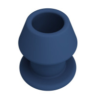 Синяя анальная пробка с открытым каналом - 8,7 см.