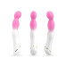 Бело-розовый вибромассажер с круглой головкой - 21,5 см. (Silicone Toys USK-V24)