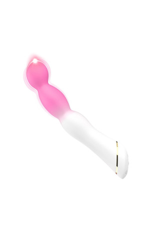 Бело-розовый вибромассажер с круглой головкой - 21,5 см. (Silicone Toys USK-V24)