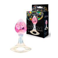 Розоватая анальная пробка с ручкой - 8,5 см.