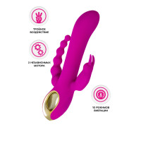 Лиловый тройной вибратор Trinny - 21,5 см.