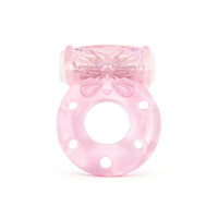 Розовое эрекционное виброкольцо с бабочкой