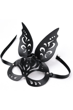 Черная ажурная маска  Зайка  с ушками (Crazy Handmade CH-6305)