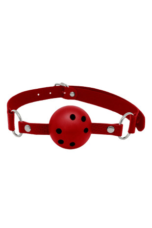 Красный кляп-шар Discretion на регулируемых ремешках (Adrien Lastic 33569)
