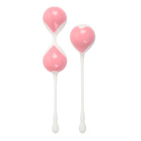 Набор розово-белых вагинальных шариков: двойные и одинарный Набор розово-белых вагинальных шариков: двойные и одинарный